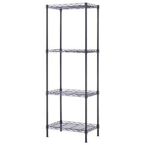 kcelarec 4-tier wire shelving metal storage rack adjustable shelves for laundry bathroom kitchen pantry closet, black
