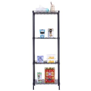 Kcelarec 4-Tier Wire Shelving Metal Storage Rack Adjustable Shelves for Laundry Bathroom Kitchen Pantry Closet, Black