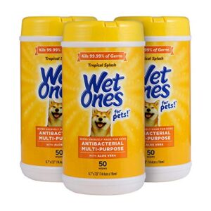 wet ones for pets multi-purpose dog wipes with aloe vera, 50 count - 3 pack | dog wipes for all dogs in tropical splash, wipes for paws & all purpose