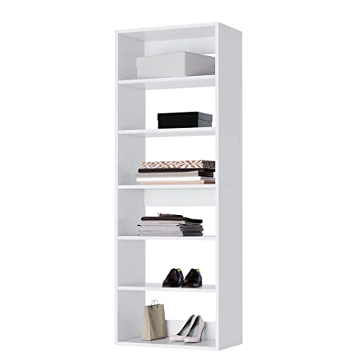 Modular Closets Vista Collection Shelf Tower Built in Wood Closet Organizer Unit (White, 31.5" Wide)