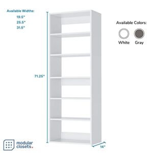 Modular Closets Vista Collection Shelf Tower Built in Wood Closet Organizer Unit (White, 31.5" Wide)