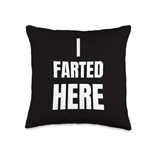 fun & fart pillows living room deco i farted here and here fun quote on a funny throw pillow, 16x16, multicolor