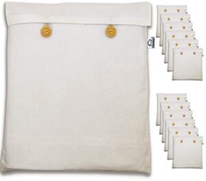 clarkia reusable cotton saree cover (set of 12) for storage, wardrobe organizer bags (16x14 inch, beige)