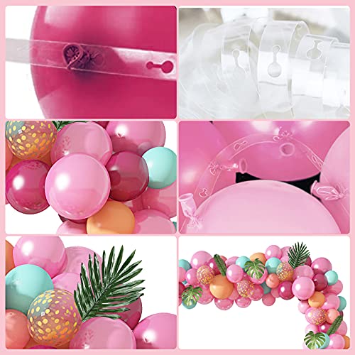 124Pcs Tropical Flamingo Balloon Arch Garland Kit 40" Flamingo Balloons Hot Pink Confetti Balloons Tropical Palm Leaves 4 Tools Hawaiian Luau Birthday Wedding Baby Shower Party Decorations Supplies