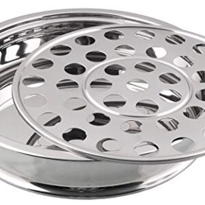 Communion Ware Holy Wine Serving Tray with A Lid & A Stacking Bread Plate with A Lid - Stainless Steel (Mirror/Silver)