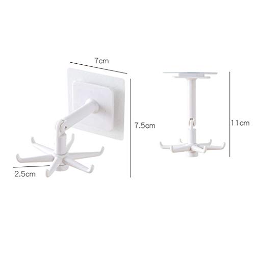 360° Rotating Folding Hook,Self-Adhesive 180°Vertical Flip Waterproof Utility Hook for Home Kitchen Bathroom Towel Office Sticky Wall Hook, Damage-Free No Drilling (White)