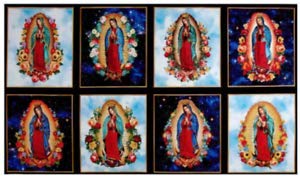 rk inner faith our lady of guadalupe 100% cotton fabric panel 24x44 no metallic