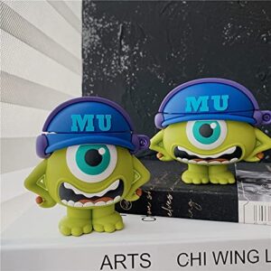 Ultra Thick Soft Silicone Case Cover for Apple AirPods Pro 2019 Generation with Keychain Green Mike Monster 3D Cartoon Anime Cute Fun Funny Cool Unique Creative Women Teens Girls Boys