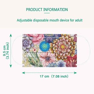 50 Pack Floral Disposable Face_Masks with Design for Women, 3 Ply Protective Flower FaceMasks with Nose Wire for Adults, 3D Breathable Anti-fog for Adults Outdoor Daily (MANDALA)