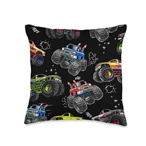 awesome monster truck throw pillows awesome room decor for boys monster truck gift throw pillow, 16x16, multicolor