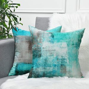 Yastouay Teal Throw Pillow Covers Set of 4 Turquoise Pillow Cases 18 x 18 inch Modern Decorative Cushion Covers for Couch Living Room