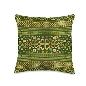 creativemotions irish shamrock four-leaf clover throw pillow, 16x16, multicolor