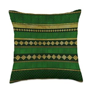 creativemotions celtic knot decorative gold and green pattern throw pillow, 18x18, multicolor