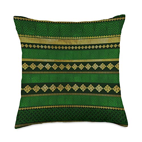 Creativemotions Celtic Knot Decorative Gold and Green Pattern Throw Pillow, 18x18, Multicolor