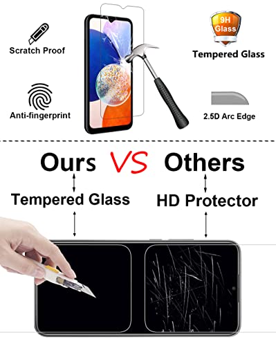 GSDCB Case for Samsung Galaxy A14 5G Case, Samsung A14 5G Case with Tempered Glass Screen Protector, Brushed Texture Soft Flexible TPU Slim Fit Shockproof Phone Cover for Women Men (Black)