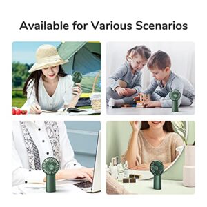 JISULIFE Handheld Fan, 4000mAh Portable Hand Fan, Mini Personal Rechargeable Hand Held Fan, Max 16Hrs Battery Operated USB Small Fan with 3 Speeds for Outdoor Travel Commute Office Women Men-Green