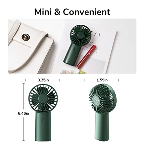 JISULIFE Handheld Fan, 4000mAh Portable Hand Fan, Mini Personal Rechargeable Hand Held Fan, Max 16Hrs Battery Operated USB Small Fan with 3 Speeds for Outdoor Travel Commute Office Women Men-Green