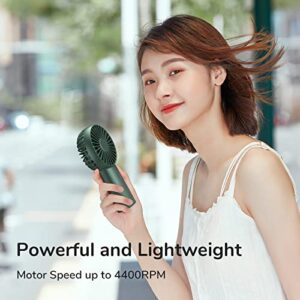 JISULIFE Handheld Fan, 4000mAh Portable Hand Fan, Mini Personal Rechargeable Hand Held Fan, Max 16Hrs Battery Operated USB Small Fan with 3 Speeds for Outdoor Travel Commute Office Women Men-Green