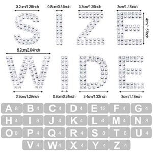 136 Pieces Rhinestone Letters Iron Stick on Sticker Large Glitter Bling Alphabet Letter Sticker Gemstone Border Sticker 34 Letters Self Adhesive Sticker for Art Craft Clothing Decor (Silver)