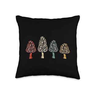 morel mushroom apparel & more vintage hunting morel mushroom gifts throw pillow, 16x16, multicolor