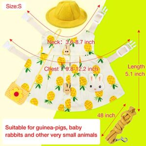 2 Sets Small Animal Harness Vest and Leash Set Small Pet Chest Harness Vest Walking Vest Harness for Rabbit Ferret Teacup Poodle Kitten (Pineapple and Plaid)