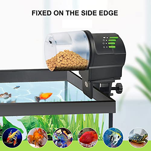 DXOPHIEX Automatic Fish Feeder Food Dispenser Vacation Fish Feeder Powered by Battery and USB for Fish Tank Aquarium and Turtle Tank with Feeding Ring