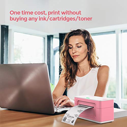 MUNBYN Pink Label Printer P941, Shipping Label Printer for Shipping Packages & Small Business, 4x6 Thermal Sticker Label Printer Compatible with Chrome, Mac Os, Windows