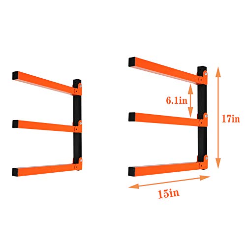 Wallmaster Lumber Storage Metal Rack, Lumber Organizer Wall Mount Wood Rack Organizer 3-Level Wood Storage System