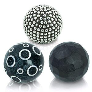 u'neeque collections beautiful handmade black small decorative balls for bowls - decorative balls set of 3”x 3 pcs, accent decor great for trays & vases