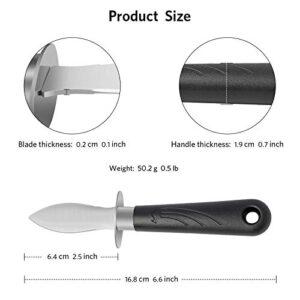 Asdirne Oyster Shucking Knife, Oyster Opener, High Hardness Food Grade Stainless Steel, Professional Blade Technology, Easy to Use, 6.9Inch, 2 Pack, Black