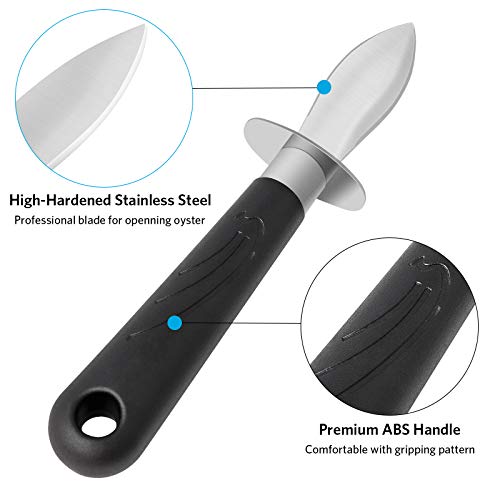 Asdirne Oyster Shucking Knife, Oyster Opener, High Hardness Food Grade Stainless Steel, Professional Blade Technology, Easy to Use, 6.9Inch, 2 Pack, Black