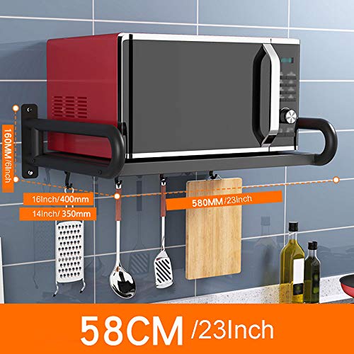 Heavy Duty Shelf Stainless Steel Wall Mounted Rack for Kitchen Microwave Oven Load 40kg/88lb Sturdy and Durable Black with Screws