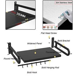 Heavy Duty Shelf Stainless Steel Wall Mounted Rack for Kitchen Microwave Oven Load 40kg/88lb Sturdy and Durable Black with Screws