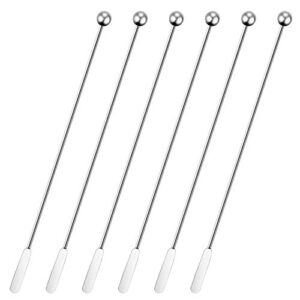 6 pcs cocktail paddle drink stirrers, stainless steel coffee stirrers reusable beverage swizzle stick for bar party home office