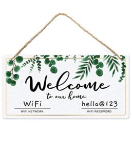 fun-plus wifi password sign for home, 12″x6″ pvc plastic wall decoration hanging sign, high precision printing, water and humidity proof, wifi sign, guest room decor, guest room essentials, wif