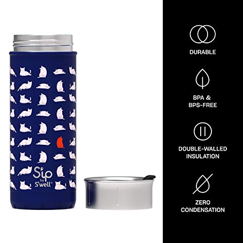 S'well S'ip Stainless Steel Travel Mug - 16oz - Cat Nap - Double-Walled Vacuum-Insulated - Keeps Drinks Cold for 16 Hours and Hot for 4 - with No Condensation - BPA-Free Water Bottle