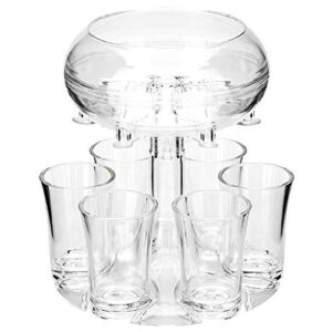 6 shot glass dispenser and holder, dispenser for filling liquids with 6 pcs 1.2oz acrylic cup for bar shot, wine, cocktail and whiskey dispenser
