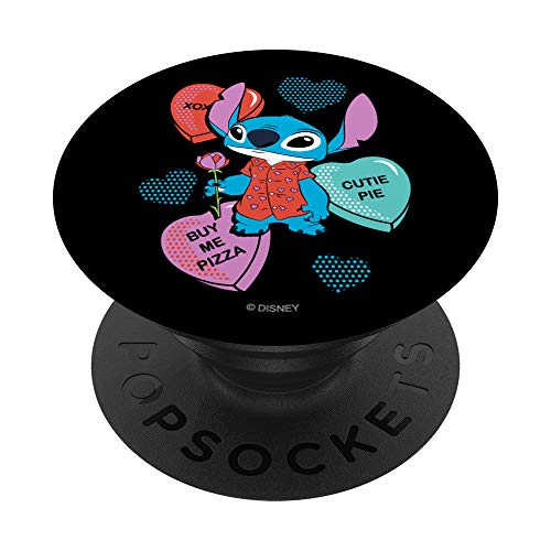 Disney Stitch Candy Hearts Buy Me Pizza Valentine's Day PopSockets PopGrip: Swappable Grip for Phones & Tablets