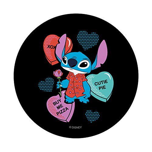 Disney Stitch Candy Hearts Buy Me Pizza Valentine's Day PopSockets PopGrip: Swappable Grip for Phones & Tablets