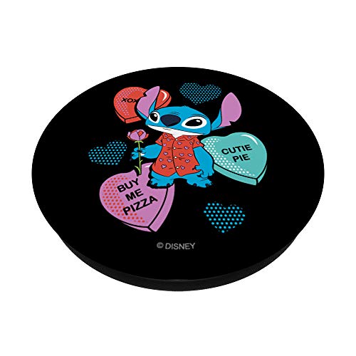 Disney Stitch Candy Hearts Buy Me Pizza Valentine's Day PopSockets PopGrip: Swappable Grip for Phones & Tablets