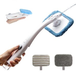car duster kit spray glass windshield cleaning tool defogging foldable handle 360° pivoting head brush and 3 reusable microfiber cleaning bonnets for interior exterior glass screens scratch lint free