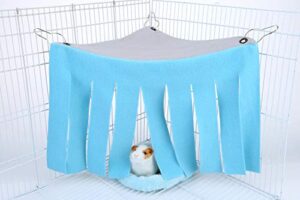 mogoko small animal hidey curtain and bed pads, warm sleep mat and corner fleece forest hideout for rabbit, chinchillas, hedgehogs, guinea pigs, hamster