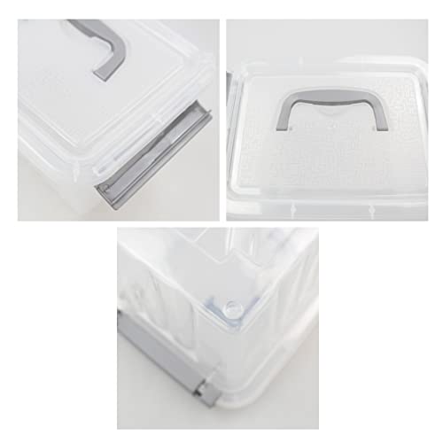 Hespama 3.5 Quart Small Storage Bin, Plastic Latching Box with Lid, 4 Packs
