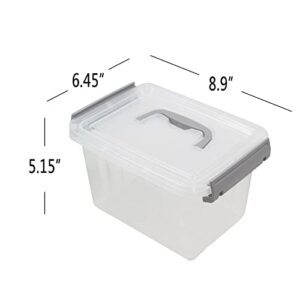 Hespama 3.5 Quart Small Storage Bin, Plastic Latching Box with Lid, 4 Packs