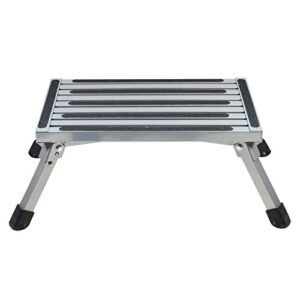 aluminum folding platform steps rv step stool with anti-slip surface & rubber feet for motorhome, trailer, suv, also for kitchen & office, 440lb capacity