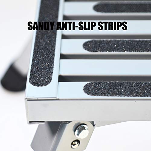 Aluminum Folding Platform Steps RV Step Stool with Anti-Slip Surface & Rubber Feet for Motorhome, Trailer, SUV, also for Kitchen & Office, 440LB Capacity