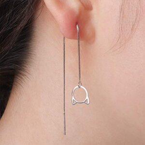 Guran Cat Earrings Anti-Lost Earphone Strap Compatible for Airpods 1 2 3 Pro (Cat_Silver)