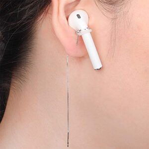 Guran Cat Earrings Anti-Lost Earphone Strap Compatible for Airpods 1 2 3 Pro (Cat_Silver)