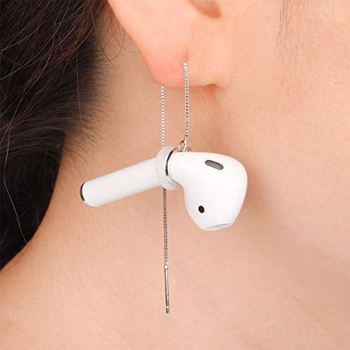 Guran Cat Earrings Anti-Lost Earphone Strap Compatible for Airpods 1 2 3 Pro (Cat_Silver)