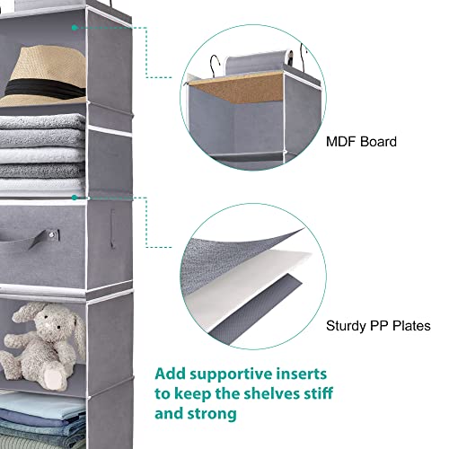 ropesmart 6-Shelf Hanging Closet Organizer Storage with 2 Drawers & Side Pocket, Two 3-Shelf Separable Hanging Storage Shelves for Closet & RV, Dorm Room and Baby Nursery Closet Organization